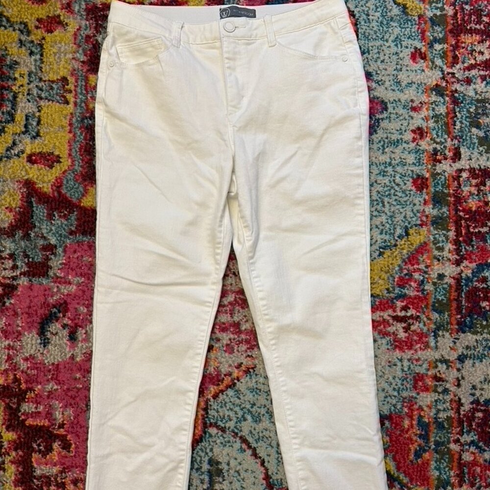 WIT AND WISDOM Ab Solution Jeans Skinny Ankle White Denim Stretch Pants Size 10